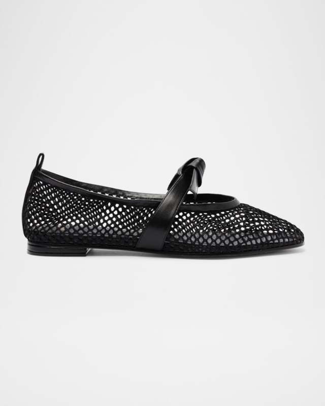 Clarita Bow Fishnet Ballerina Flats